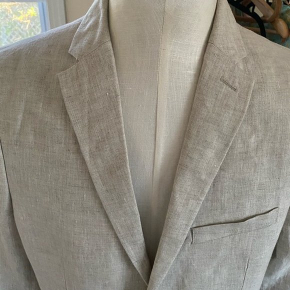 H&M Slim Fit Linen Blazer Light Beige 42R - Picture 3 of 8